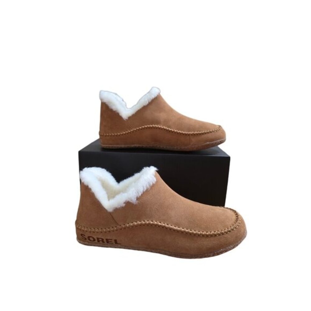 Sorel Slippers Suede Faux Fur Trim Brown Manawan II Slipper Men's Sz 13M Z50130